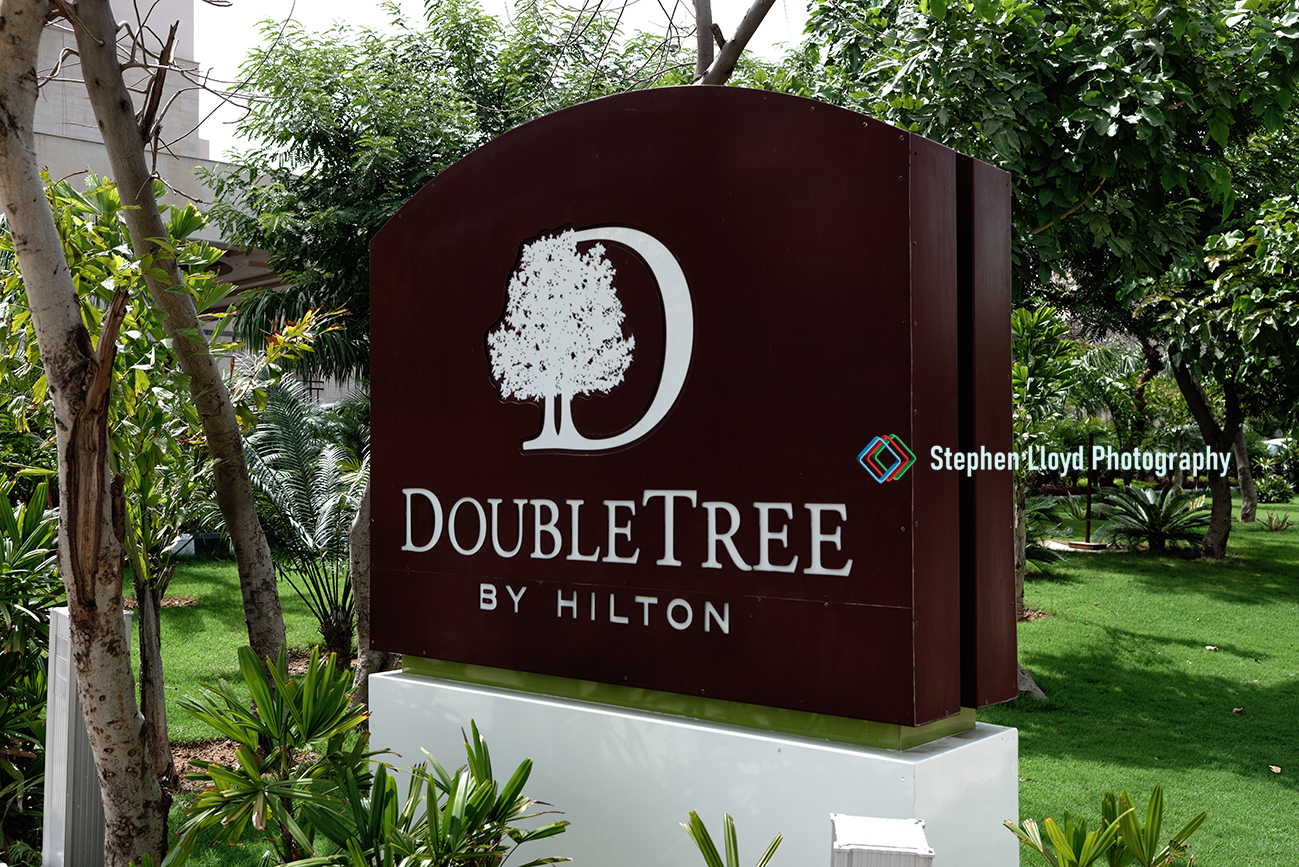 Hilton Doubletree sign and logo, Gurgaon, India